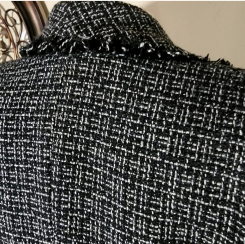 Supply & Demand Wool Blend Tweed Jacket Black Size S Frayed Edges
